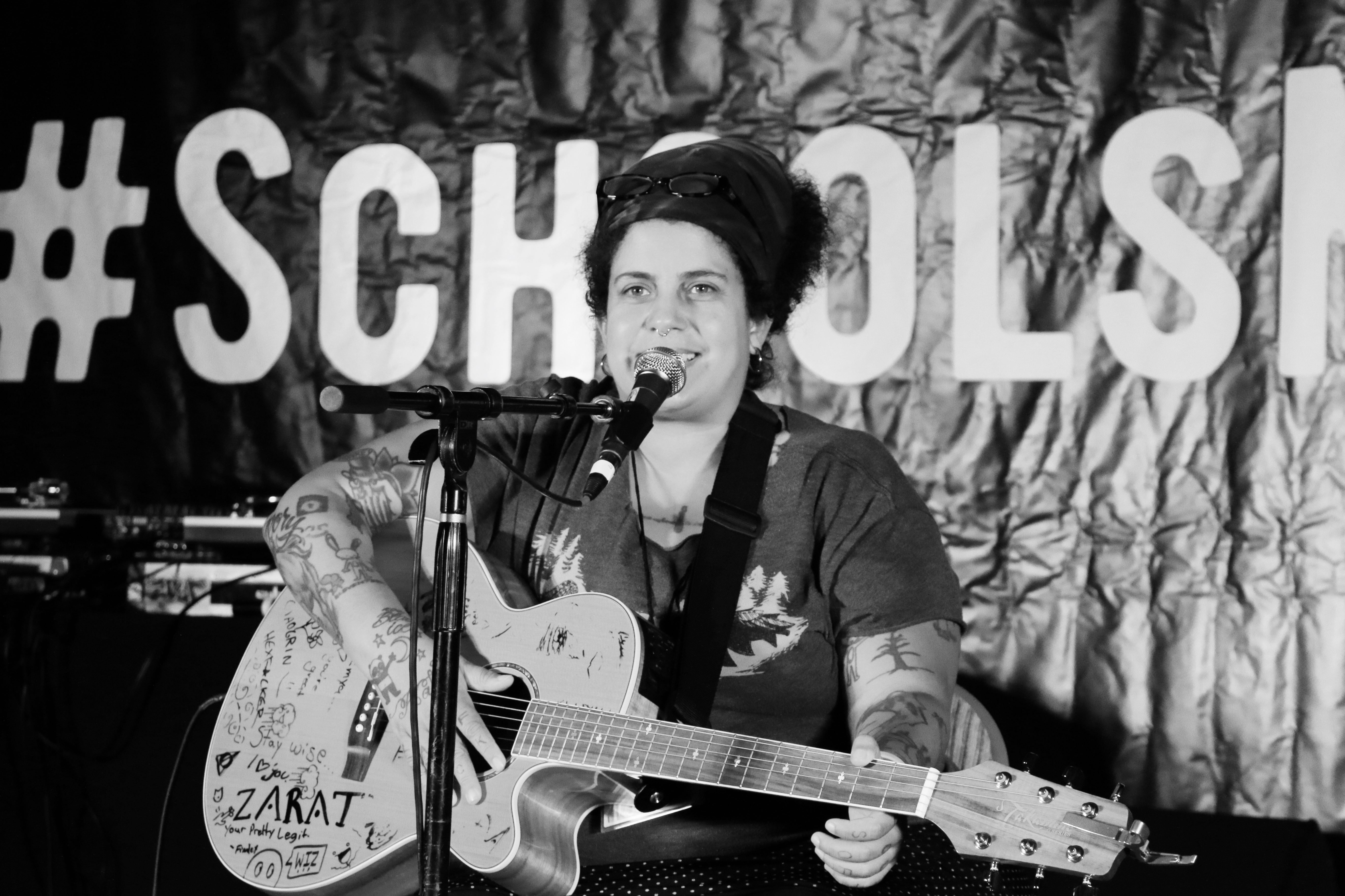 Kimya Dawson performing at the #SchoolsNotPrisons L.A. stop. 